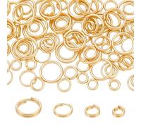 PH PandaHall 100pcs Anneaux Fendus Plaqués Or 24K, 4/5/6/8mm Anneaux de Jonction Doubles Dorés Porte Clés à Double Boucle pour Pendentifs Porte Clés Fabrication de Bijoux