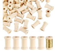 PH PandaHall 100pcs Bobine en Bois Naturel Bobine de Fil Vide en Bois Brut Bobines de Tissage en Fil Naturel pour DIY L'Artisanat la Couture, 2.7x1.5cm