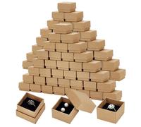PH PandaHall 100pcs Boîte Cadeau Bijoux Boîte De Papier Kraft, Bague Carrée en Carton avec Insert Mousse pour Bagues Boucles d'Oreille Mariage Cadeaux de Mariage, Saint-Valentin, 4x4x2.8cm