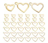 PH PandaHall 100pcs Breloques en Forme de Cœur Creux Pendentifs D'Amour Dorés pour la Saint Valentin Breloques en Forme de Cœur D'Amour en Acier Inoxydable pour la Saint Valentin Collier Bracelet
