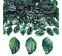 PH PandaHall 100pcs Brelqoues Feuille en Verre Vert Pendentifs en Cristal Feuille pour Artisanat Printanier Jour de la Saint Patrick DIY Bijoux Boucles d'Oreilles Bracelet Collier Porte Clés 27.5x17mm