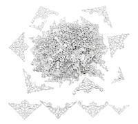 PH PandaHall 100pcs Coin de Livre en Métal 4 Styles Protecteur d'angle en Argent Tibétain Connecteur D'Enveloppe Triangulaire Creux Embellissements de Coin en Filigrane pour la Fabrication de Bijoux