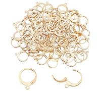 PH PandaHall 100pcs Crochets de Boucle D'oreille à Levier, Plaqué Or 24K Boucle D'oreille Accessoires de Boucle D'oreille en 304 Acier Inoxydable Français Crochets de Boucle D'Oreille pour Bijoux