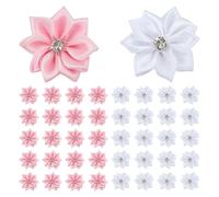PH PandaHall 100pcs Fleurs en Ruban de Satin Blanc Rose Petites Fleurs Artisanales Strass Nœud Ornements pour Bricolage Mariage Maison Déco de Noël Emballage Cadeau Fête D'Anniversaire, 26mm