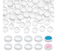 PH PandaHall 100pcs Plat Rond Aquarelle Godets 0.6ml Plastique Vide Peinture Godets Petit Godet Étui Aquarelle Palette Godet pour Art Dessin Peinture Palette de Peinture de Voyage en Fer Blanc Blanc