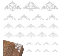 PH PandaHall 100pcs Protection D'Angle Triangulaire en Fer 5 Styles Angle de Livre Creux Triangle Wrap Connecteur Coin de Cadre en Filigrane pour Protection des Livres Fête, Platine/Argent Antique
