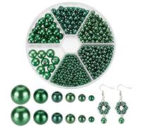 PH PandaHall 1070pcs Perles Vertes 6 Tailles Acryliques d'Imitation Perles Artisanales Rondes pour Noël Bijoux Collier Bracelet Porte-clés