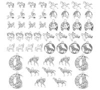 PH PandaHall 108pcs Charms de Cheval Argent Antique Charms de Loup, Style Tibétain Pendants Animaux Suspendus en Alliage pour Collier Boucles d'Oreilles Porte-clés Fabrication de Bijoux