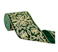 PH PandaHall 10cm Large Ruban Jacquard 4.57m Ruban Brodé Bohème Style Ethnique Garniture en Tissu Vert pour Couture Sangle de Sac Faite à la Main