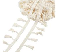 PH PandaHall 10m Bordure à Franges en Coton et Dentelle Beige 45mm Ruban à Pompons Style Bohème, Tissu à Coudre Dentelle pour Rideaux Robes Vêtements Décoration D'Intérieur DIY