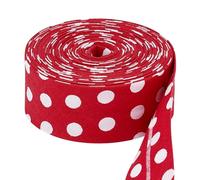 PH PandaHall 10m Ruban Biais Simple Pli 30mm Ruban à Pois Rouges et Blancs Pli Simple pour Couture Passepoil Ourlet Vêtements Nœuds pour Cheveux