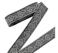 PH PandaHall 10m Ruban brodé, 40 mm Ruban Ethnique Jacquard Polyester Frange de garniture de tissu de ruban vintage pour la couture, l'artisanat, la décoration intérieure Mariage Vêtements, Noir