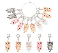 PH PandaHall 10pcs 5 styles Pendentif Chat Décorations avec Fermoir Marqueur de Point Charme Clip Sur Breloques Marqueur de Point de Verrouillage pour Tricot, Tissage,Accessoires de Couture,Quilting