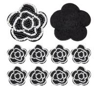 PH PandaHall 10pcs Appliqués Floraux Noirs Appliqué à Coudre Perlés de Rocaille en Verre à Coudre Brodés Embellissements pour Robe de Mariée Bricolage Couture Décoration D'Halloween Noël, 42mm
