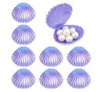 PH PandaHall 10pcs Boîte à Coquillages en Plastique Boîtes à Bijoux en Coquillage Violet en Forme de Coquillage pour Plage Mariages Anniversaires Fêtes Noël Décoration Intérieure, 7.6x9x4.4cm