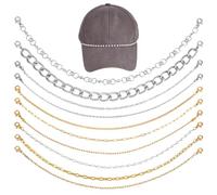 PH PandaHall 10pcs Chaînes de Chapeau pour Casquette de Camionneur Chaînes de Chapeau Décoratives Chaîne de Casquette en Métal Laiton pour Femmes Hommes Décoration Casquette de Baseball Or/Platine