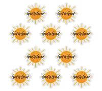 PH PandaHall 10pcs Patchs Soleil 77mm Patch Thermocollants Brodé « Dieu Est Bon » Patch à Coudre Ou à Coller Motif Soleil Jaune pour Sacs à Dos Vestes Vêtements Chapeaux Décorations Noël Pâques