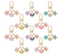 PH PandaHall 10pcs Porte-Clés Coquillage Étoile de Mer Porte-Clés Fleur en Alliage Émaillé 5 couleur Accessoires Océan Plage Marin Mignon pour Décoration D'Été Cadeau D'Anniversaire Femmes Or