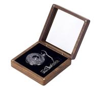 PH PandaHall 10x10cm Boîte à Montres en Bois de Noyer avec Couvercle Transparent Présentoir pour Montres de Poche pour Cadeau Fête des Pères Magasin à Domicile, Diamètre Intérieur: 66x48mm