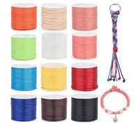 PH PandaHall 12 Couleurs Fil Ciré, 2 mm Cordon en Polyester Corde Tissée Cordon Ciré Tressé pour Bracelet Collier Bijoux Bricolage Artisanat Faisant des Fournitures en Macramé, 10m /Rouleau