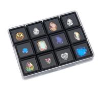 PH PandaHall 12 fentes Boîtes à Pierres Précieuses avec Étui 2.9x2.9cm Boîte de Rangement Carrée en Plastique pour Pierres Précieuses pour Objets de Collection Strass et Cristal Noir