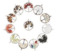 PH PandaHall 12 modèles Arbre de Vie Pendentif Breloques Pendentif Chakra Pierres Précieuses pour Collier Boucle d'oreille Bijoux, Ornements Suspendus, 12pcs