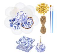 PH PandaHall 12 Set Kit de Découpage Coquilles Saint Jacques Grands Coquillages avec 24pcs Papier de Découpage 10m Cordon 2pcs pinceaux 30pcs perles Dorées Kit de Peinture Coquillage