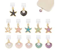 PH PandaHall 12 styles de bouchons anti-poussière de type C avec pendentifs en forme d'étoile de mer, bouchons anti-poussière de 2,8 cm, port de chargeur pour la plupart des téléphones portables USB