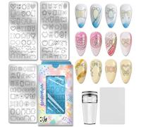 PH PandaHall 120 Motifs Oreillers de Rêve Plaques de Stamping pour Ongles 3pcs Modèles pour Nail Art Motifs Cœur et Nœud Papillon Pochoirs pour Nail Art Ruban Dentelle Design pour Manucures Femmes