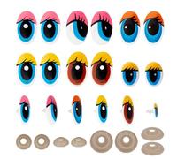 PH PandaHall 120 Sets Yeux de Sécurité Mignons 6 Tailles Yeux Ovales en Feutre Kawaii Yeux de Dessin Animé avec Rondelles pour Artisanat Amigurumi Ours en Peluche Crochet Peluche Animal Fabrication