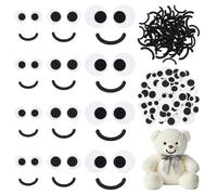 PH PandaHall 120 sets Yeux en Feutre avec Bouches 3 Tailles Rond Oeil Feutre Bouche Yeux Crochet Patches Bouche Artisanat Noir Oeil Amigurumi pour Peluche Animal Marionnette Ours en Peluche Crochet