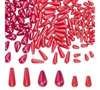 PH PandaHall 120pcs 3 tailles Perles Rouges en Forme de Larme Perles D'Imitation, Perles en Plastique ABS Fausses Perles en Vrac Perles en Forme de Goutte D'Eau pour Collier Boucle D'Oreille noël