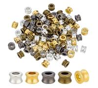 PH PandaHall 120pcs 4 Couleurs Perles D'Espacement en Alliage 8x5mm Perles Métalliques Vintage à Gros Trou Perles Cylindriques pour la Création de Bijoux et Bracelets Européens