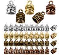 PH PandaHall 120pcs 4 Couleurs Pods d'Extrémité de Corde en Alliage Pods d'Extrémité de Bijouterie Kit de Fabrication de Bracelets en Cuir pour Corde de 6mm Bracelets et Colliers