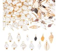 PH PandaHall 120pcs Breloques en Coquillage Naturel 12 styles Pendentifs en Coquillage de Conque Perles Irrégulières pour Boucles D'Oreilles Bracelets Colliers Fabrication de Bijoux