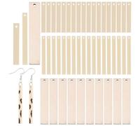 PH PandaHall 120pcs breloques Rectangulaires en Bois, 4/5/6cm Boucles D'Oreilles en Bois Inachevé Étiquettes en Bois Vierges Pendentifs en Bois Creux, Ornements Suspendus pour Bijoux Colliers