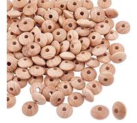 PH PandaHall 120pcs Perles de boulier en Bois Perles d'espacement Abacus à Gros Disque 15mm Rondelle Lâche Perles Perles d'espacement en Bois pour Collier Sapin de Noël Couronne