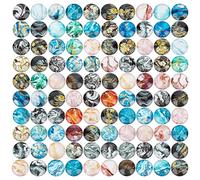 PH PandaHall 12mm Imprimé Verre Dôme Tuiles Marbre Motif Cabochon Ornements Demi Rond Perles Flatback 100pcs pour Photo Pendentif Camée Bijoux Embellissement Décoration Artisanat