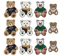PH PandaHall 12pcs 4 Styles Patchs Ours en Peluche à Coudre Patchs Ours Cartoon Applique Brodé Mignons Patchs Animaux Serviette Emblèmepour Vêtements Manteau Chapeau Sac à Dos Pantalon Décoration