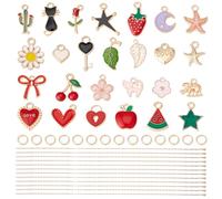 PH PandaHall 12pcs 50cm chaîne en Acier Inoxydable avec 52pcs breloques en Alliage Émaillé Collier Trombone Chaîne à Breloques Kit de Fabrication de Collier pour Femme