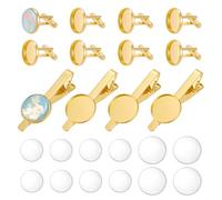 PH PandaHall 12Pcs Boutons de Manchette Vierges à Pince à Cravate pour Hommes Plateau en Laiton Vierge pour Cabochons Pinces à Cravates pour Chemises Smokings Cadeaux de Mariage Bijoux, Or