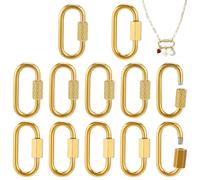 PH PandaHall 12pcs Breloques à Verrouillage à Vis Plaqué Or 18K, 2 Tailles Mousquetons Porte Clés Fermoirs Porte Breloques pour Collier Acier Inox Fermoirs Ovales pour Bijoux Charmes Sacs Long de 21mm