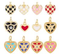 PH PandaHall 12pcs Breloques en Forme de Cœur Plaquées Or en Vrac en Laiton Émaillé Fournitures pour DIY Fabrication de Bijoux Décoration de Fête D'Anniversaire