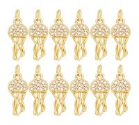 PH PandaHall 12pcs Breloques Méduse Dorée Plaqué Or 18K, 8mm Pendentifs en Laiton et Zircon Cubique Thème Océan pour Bijoux DIY Bracelet Collier Boucle D'oreille Sac Porte-Clés Décor