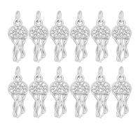 PH PandaHall 12pcs Breloques Méduse en Platine Pendentifs en Laiton de Méduse, 8mm Zircon Cubique Thème Océan pour Bijoux DIY Bracelet Collier Boucle D'oreille Sac Porte-Clés Décor