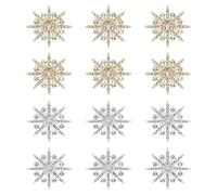 PH PandaHall 12pcs Broches Flocon de Neige Rhinestone, 2 Couleurs Épingles à Revers Flocons de Neige Broches d'Hiver pour Robe de Soirée Coste Sac à Dos Vêtements Mariage Fête d'Hiver