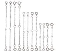 PH PandaHall 12pcs Chaînes D'Extension de Collier 2 Style Bracelet Chaîne de Cheville Ensemble 3 Tailles Extensions de Chaîne 304 Fermoirs Anneau à Ressort en Acier Inoxydable pour Collier Bracelet