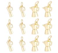 PH PandaHall 12PCS Charmes Cafetière Plaqué Or 18K 2 Styles Pendentifs Machine à Café Charmes Suspendus Cafetière Moka 3D pour Femmes Bracelet Collier Création de Bijoux Porte-clés