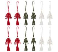 PH PandaHall 12pcs Décoration de Noël en Macramé 3 Couleurs Décorations à Suspendre pour Sapin de Noël Décoration Tricotée Style Bohème Fait à la Main pour Fêtes Maison Mur Suspension Fournitures
