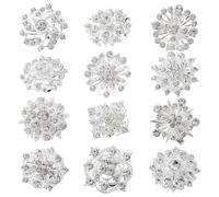 PH PandaHall 12pcs Kit de broches en strass transparent,Cristal Fleur Broches Broches Élégant couronne losange étoile broche épinglette pour mariée demoiselle d'honneur mariage, Fête des mères